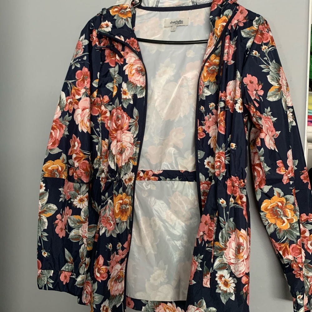 Flower patterned rain jacket
